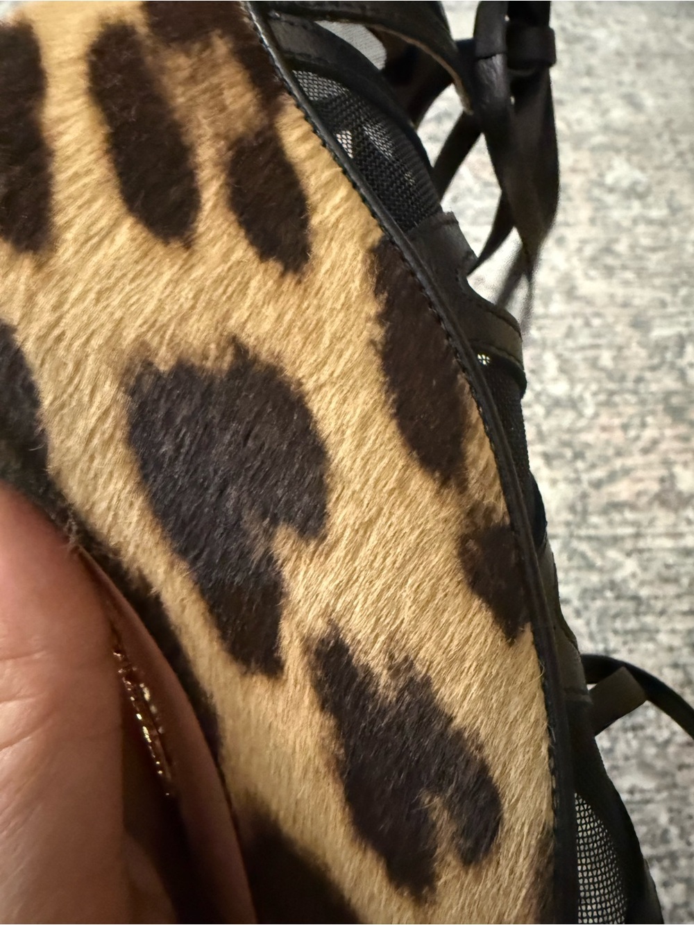 Aquazzura Leopard Print and Black Lace-Up Stiletto Sandals - Picture 9 of 12
